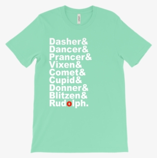 Reindeer Names, Rudolf Red Nose Graphic T- - White Bella Canvas T Shirt #5638404