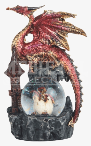 Red Dragon On Castle Snow Globe #5655873