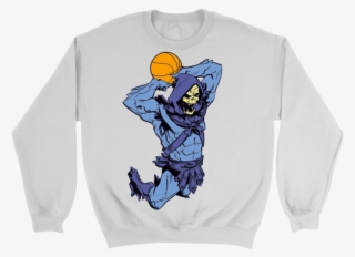 Crewneck Sweatshirt / White / S Dunking Skeletor Sweatshirt - Vizsla Ugly Christmas Sweater. Unisex Sweatshirt. Dog. #5657933
