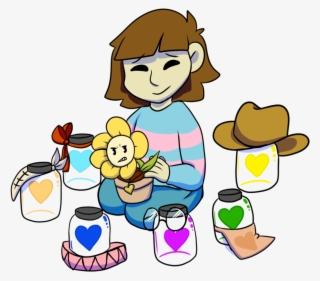 Frisk With The Other 6 Human Souls Flowey Undertale - Undertale Faded Ribbon #5658768