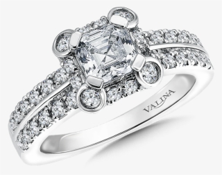 Asscher Cut Valina Geometric Shape Halo - Square Halo With Round Center Stone #5661105