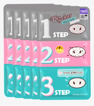 Holika Pig Nose Trilogy Korean Nose Sticker Set Blackhead - Holika Holika Pig Clear Black Head 3-step Kit 7g #5664820