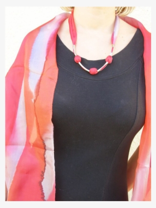 Bright Red Scarf With Braided Design - Cocktail Dress #5667353