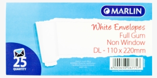 Marlin Envelopes Dl White 25's Gum - Marlin White Dl Self Seal Non Window Envelope - 25 #5672833