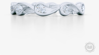 Rose-vine Motif Eternity Diamond Wedding Band - Wedding Ring #5675181