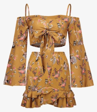 Orange Gold No Fall And Spring Floral Flat Zipper High - Zaful #5677174