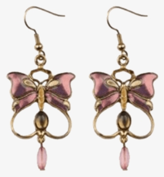 Purple Butterfly Wings Earrings - Art Nouveau Butterfly Earrings #5677223
