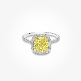 1 Of - Yellow Gold Canary Diamond Halo Engagement Ring #5686420