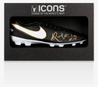 Ronaldinho Autographed Black Nike Tiempo Boot In Deluxe #5690825