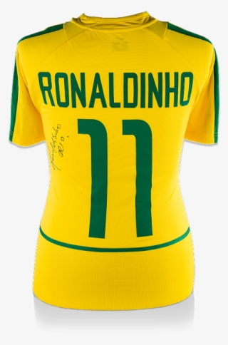 Ronaldinho Back Autographed Signed Brazil 2002 Home #5691015