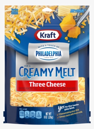 Kraft Shredded Three Cheese With A Touch Of Philadelphia - Kraft Mozzarella Creamy Melt #5691352