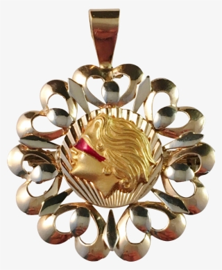 Vintage Venetian 18k Gold And Enamel Lady Justice Pendant - Brooch #5697317