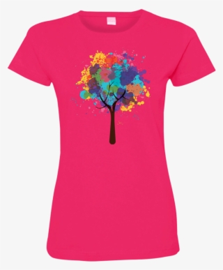 Watercolor Tree Ladies T Shirt - Shirt #5697671