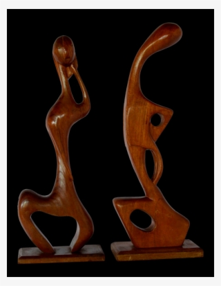 Amazing Pair Of Wood Abstract Figurative Sculptures - Plywood #5698167