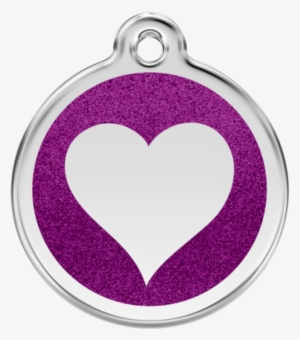 More Views - Red Dingo Glitter Enamel Heart Cat Id Tag - Purple #570305