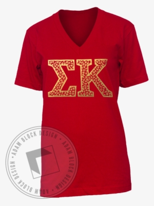 Sigma Kappa Animal Print Letters V-neck - Strawberry Fields Forever Zta #570502