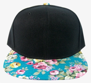 Cyan Rose Floral Snapback - Fashion Blank Floral Snapback Hats - Black Crown | #570586