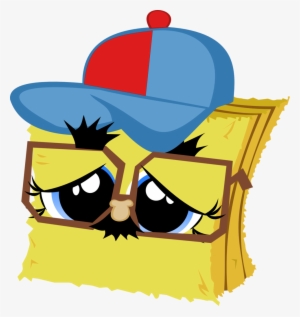 Limeylassen, Chibi, Filly, Glasses, Hay, Hay Bale, #570732
