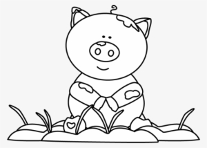 Clipart Free In The Mud Thema Boerderij - Muddy Pig Clipart Black And White #573408
