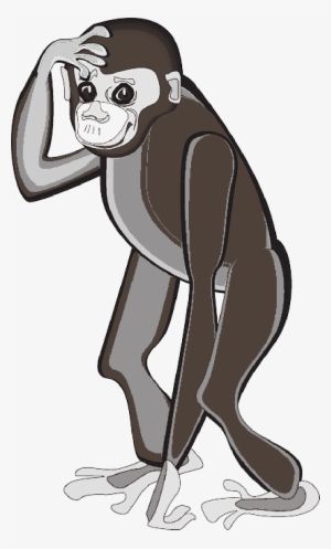 Cartoon, Art, Standing, Animal, Chimp, Scratching - Monkey #574402