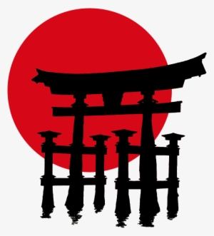 Torii Silhouette Add Hinomaru - Itsukushima Shrine #575328