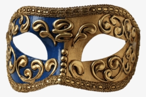 Colombina Blue & Gold Venetian Mask - Mask #575815