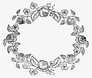 Wreath Floral Design Rose Flower Drawing - Black Floral Frames Png #577608