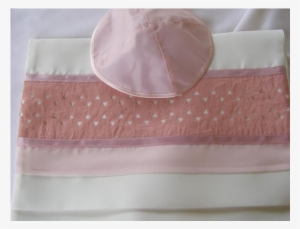 White Wool Tallit With Silk Pink Star Of David Pattern - Coin Purse #577704
