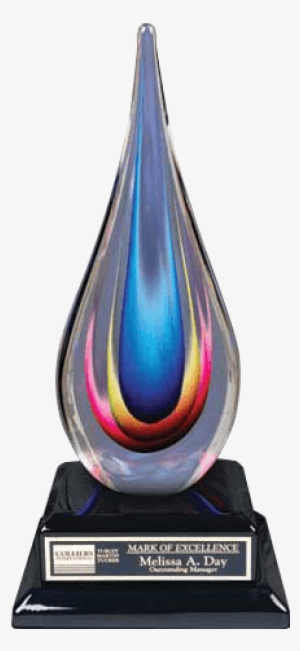 Award - Rainbow Flame Art Glass Award W/ Piano Finish Base #578797
