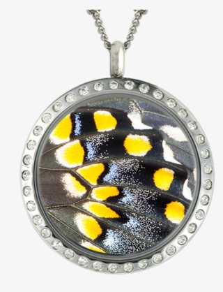 Butterfly Wing Blue & Yellow In Locket - Sister Necklace | Floating Locket Personalized For #5702585