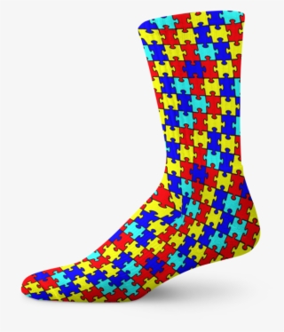 Autism Awareness Puzzle Print Crew Socks - Sock #5703048