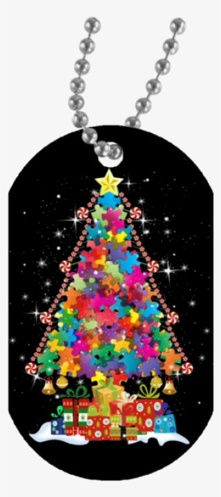Autism Awareness Puzzle Christmas Tree Necklace - Autism Awareness Mugs Christmas Tree #5703111