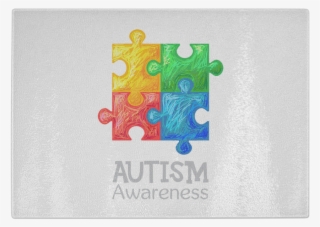 Autism Awareness Puzzle Tempered Glass Cutting Board - Floor #5703221