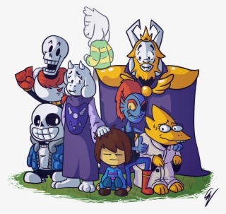Asriel, Asgore, Papyrus, Sans, Toriel, Frisk, Undyne, - Undertale Pacifist Ending Fanart #5725383