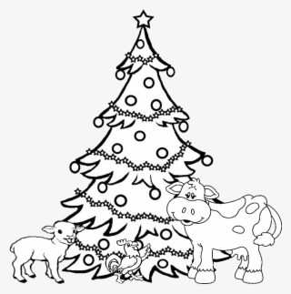 Xmas Animals Tree - Line Drawing Of Christmas Tree #5728252