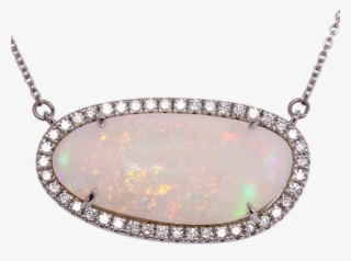 Opal & Diamond Necklace - White #5728439