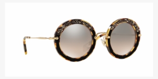Zoom - Miu Miu Mu 08rs 7s04p0 Havana Round Sunglasses #5731131