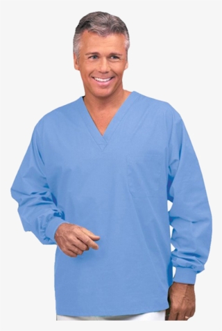Launderable Scrub Shirt With One Left Breast Pocket - Long Sleeve Scrub Shirts #5732574