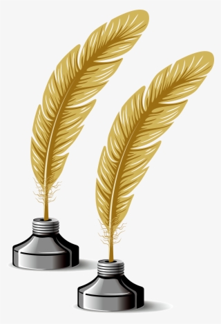 Paper Inkwell Chicken Decorative Design Patterns - Gold Ink And Quill #5732947