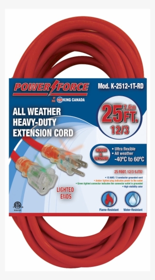 25' 12/3 Single Tap Extension Cord Red - Extension Cord #5736113