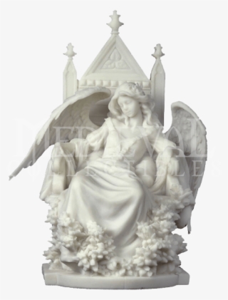 Angel Resting On A Throne Statue - Veronese White Female Gothic Angel Sleeping On Throne #5736278