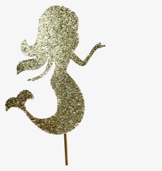 Mermaid Gold Glitter Cake Topper - Illustration #5741033