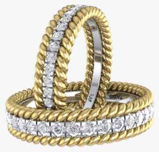Two Rope Ring With Round Diamonds - Bangle #5741378