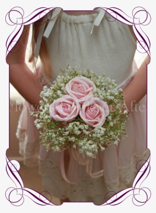 Silk Artificial Pink Wedding Flower Girls Posy Bouquet - Wedding #5745684