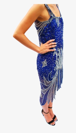 Home / Clothing / Original Vintage Blue Beaded Flapper - Cocktail Dress #5751445