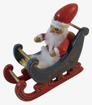 Erzgebirge Santa In Sleigh Ornament Hand Made Wood - Toboggan #5752562