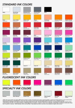 Screen Print Color Chart Urbanfly Apparel Png Leukemia - Screen Print Ink Colors #5753066