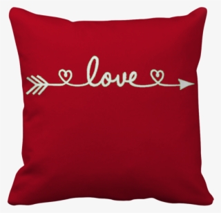 White Love Arrow On Red Pillow Cover - Heart #5753839