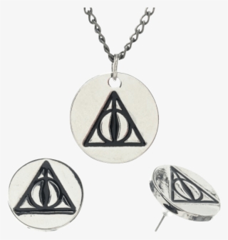 Harry Potter Deathly Hallows Necklace And Earrings - Harry Potter Deathly Hallows Charm Necklace And Earring #5758230