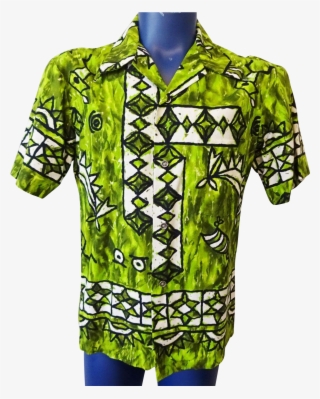 Mens Hawaiian Shirt Vintage 1960s Green Cotton Ui Maikai - Active Shirt #5763310